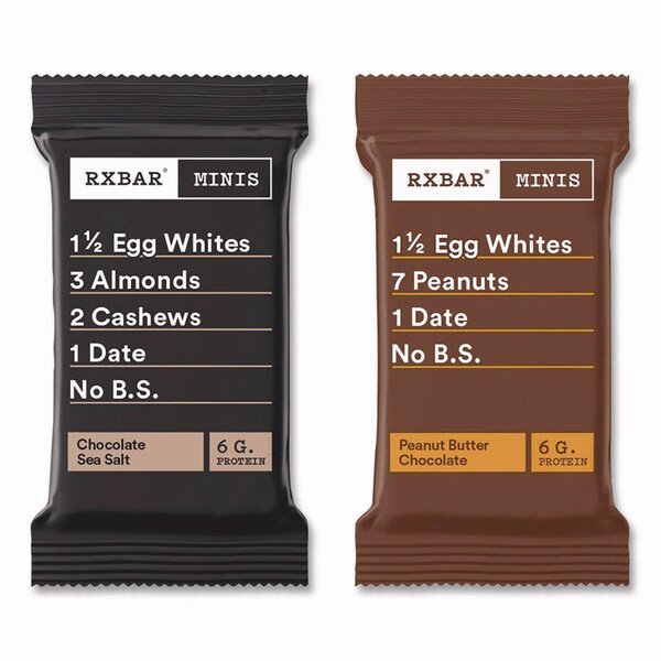 Rxbar Minis Protein Bars, Chocolate Sea Salt and Peanut Butter Chocolate, 0.9 oz Bar, 8PK - KEE00190