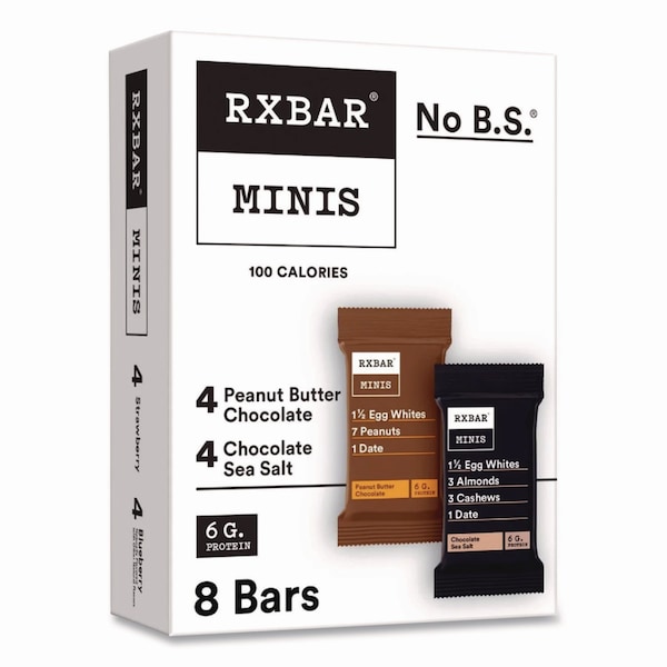 Rxbar Minis Protein Bars, Chocolate Sea Salt and Peanut Butter Chocolate, 0.9 oz Bar, 8PK - KEE00190