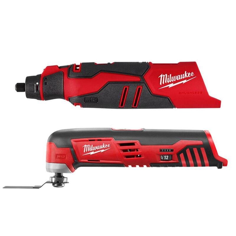 Herramienta rotativa inalámbrica Milwaukee M12 12V de ion de litio con tecnología Brushless y multi-herramienta oscilante M12 (solo herramienta) - 2525-20-2426-20