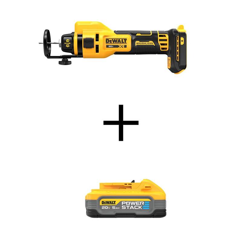 Herramienta inalámbrica DEWALT XR 20V de corte de paneles de yeso con batería de 20V de iones de litio Powerstack de 5.0Ah - DCE555BWDCBP520
