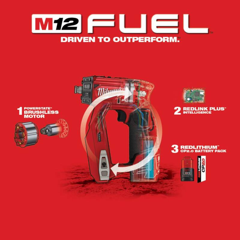 Herramienta rotativa inalámbrica sin escobillas de 12V de iones de litio Milwaukee M12 con juego de taladro/destornillador de instalación 4 en 1 M12 de 3/8 pulgadas - 2525-20-2505-22
