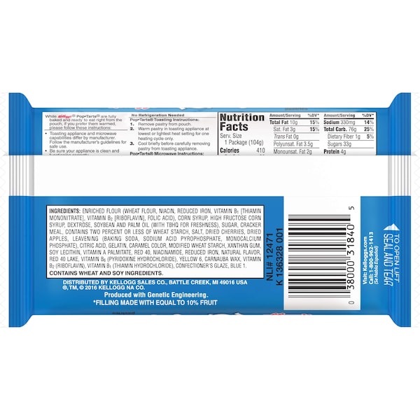 Kelloggs Pop-Tarts Frosted Open & Fold Display Cherry Pastry 2 Count, PK72 - 3800031832