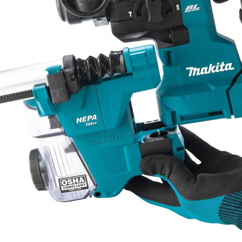 Kit de martillo rotativo inalámbrico sin escobillas Makita 40V max XGT de 13/16 pulgadas con extractor, AFT, compatible con AWS (2.5Ah) - GRH10D1W.