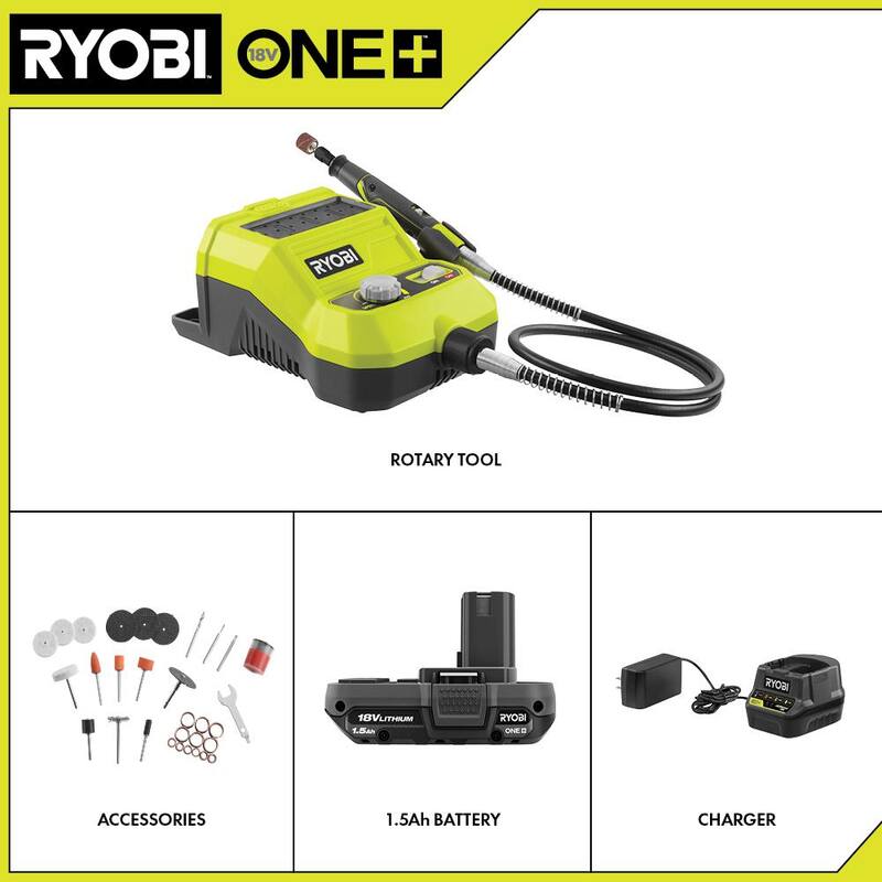 RYOBI ONE+ 18V Juego de Herramienta Rotativa Inalámbrica con Batería de 1.5 Ah y Cargador - P460K1SB
