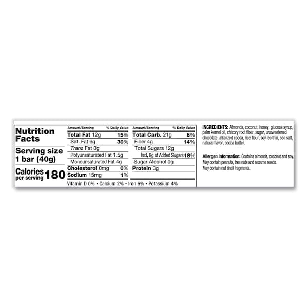 Kind Fruit and Nut Bars, Dark Chocolate Almond and Coconut, 1.4 oz Bar, PK12 - 19987