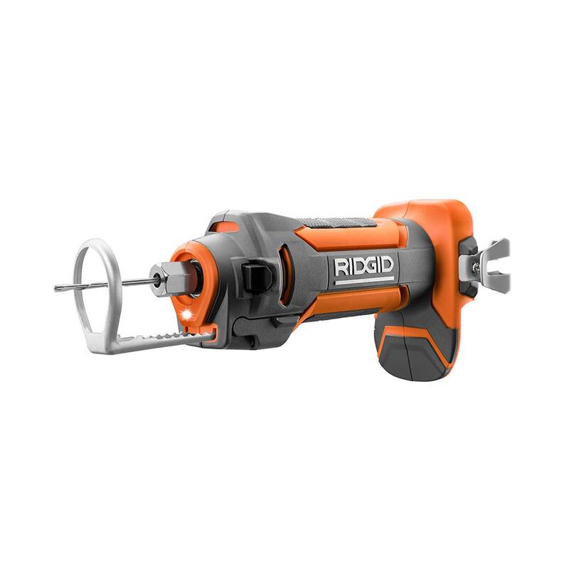 Kit de herramienta de corte para tablaroca inalámbrica RIDGID 18V con brocas para tablaroca, collares, gancho para cinturón, batería de iones de litio de 18V y 2.0 Ah, y cargador - R84730B-AC9302