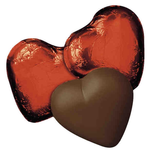 Chocolate Chocolate Dark Chocolate Hearts in Red Foil - Pack of 50 - 310125