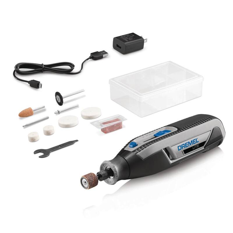 Kit de herramienta rotativa inalámbrica Dremel Lite 4V con velocidad variable y USB, con kit de 11 piezas para tallado y grabado rotativo - 7760-N/10+72901