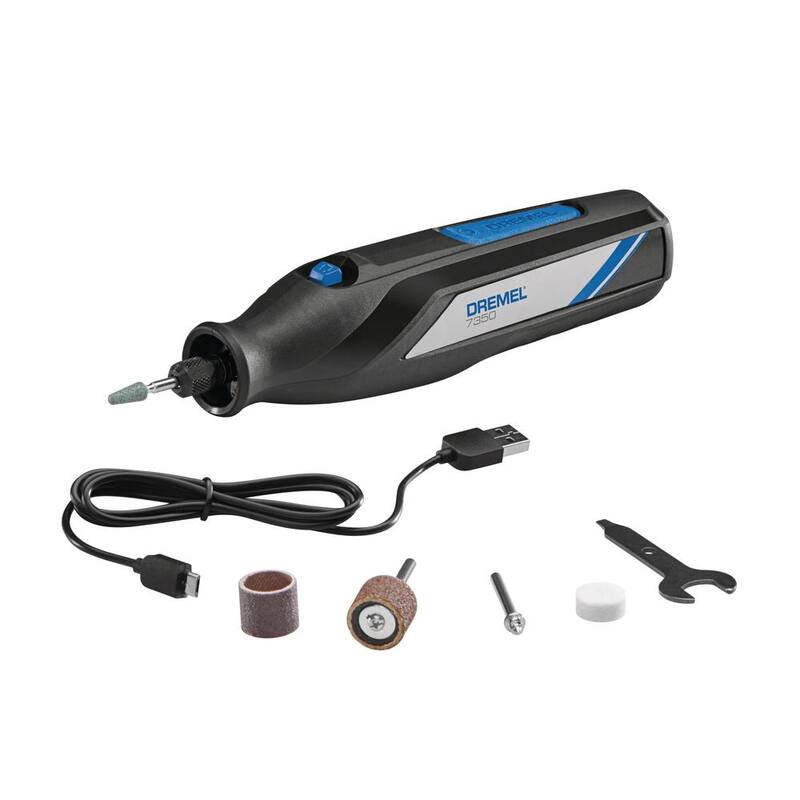 Kit de herramientas rotativas inalámbricas USB Dremel Light Duty DIY 4V con 20 accesorios de limpieza y pulido - 7350+726-01