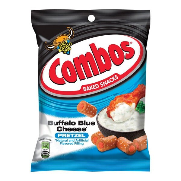 Snickers Combos Baked Snacks Buffalo Blue Cheese Filled Pretzels 6.3 oz Bagged - 273775