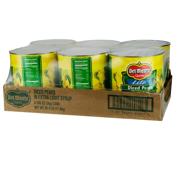 Del Monte Del Monte Lite In Extra Light Syrup Diced Pear No 10 Can, PK6 - 2002352