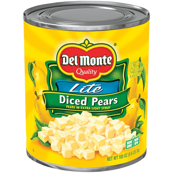 Del Monte Del Monte Lite In Extra Light Syrup Diced Pear No 10 Can, PK6 - 2002352
