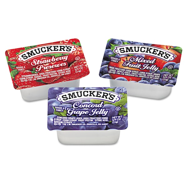 Smuckers Smucker's Jam Assortment, Single Serving Packs, 0.5 oz, PK200 - 5150000774