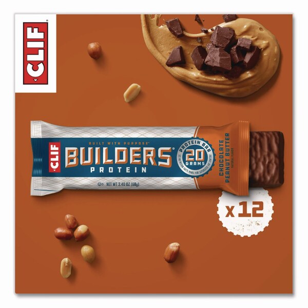 Clif Bar Builders Protein Bar, Chocolate Peanut Butter, 2.4 oz Bar, 12PK - CCC160041
