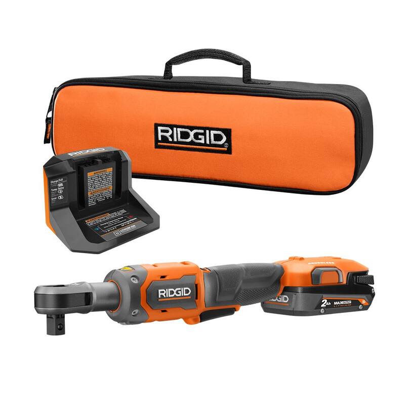 Juego de trinquete inalámbrico RIDGID 18V sin escobillas de 1/2 pulg. con batería de 2.0 Ah y cargador - R866012K