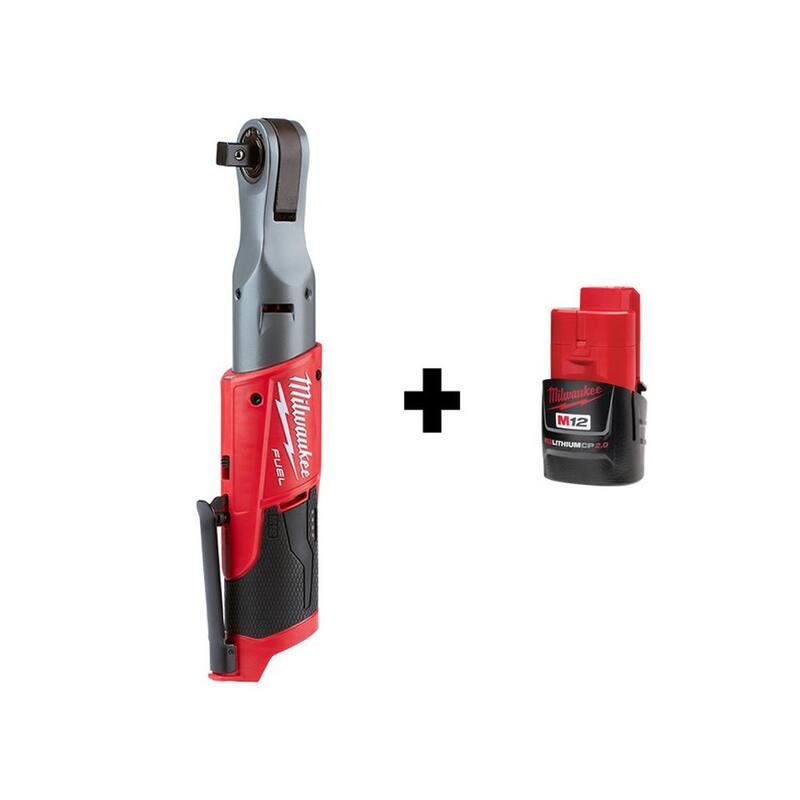 Llave de trinquete inalámbrica sin escobillas Milwaukee M12 FUEL de 12V con batería de litio de 1/2 pulg. y 2.0Ah M12 - 2558-20-48-11-2420