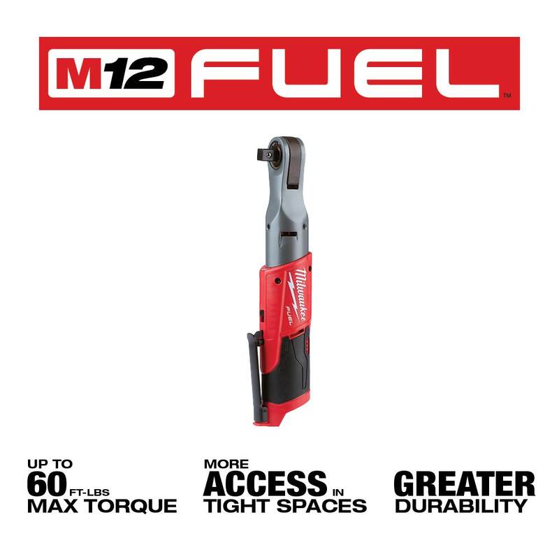 Llave de trinquete inalámbrica sin escobillas Milwaukee M12 FUEL de 12V con batería de litio de 1/2 pulg. y 2.0Ah M12 - 2558-20-48-11-2420