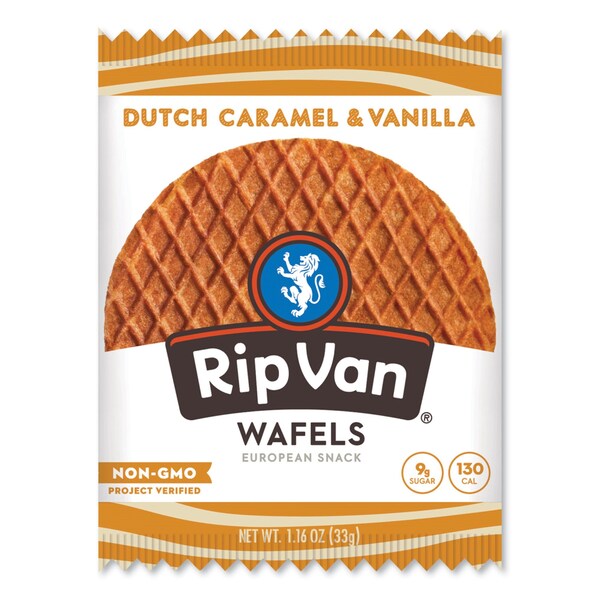 Rip Van Wafels - Single Serve, Dutch Caramel and Vanilla, 1.16 oz Pack, 12PK - RVW00334
