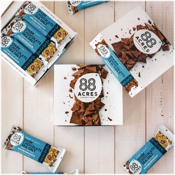 88 Acres Sweet N Salty Gluten-Free Dark Chocolate Sea Salt Seed and Oat Bar, 1.6 oz Bar, 9PK - ACY00504