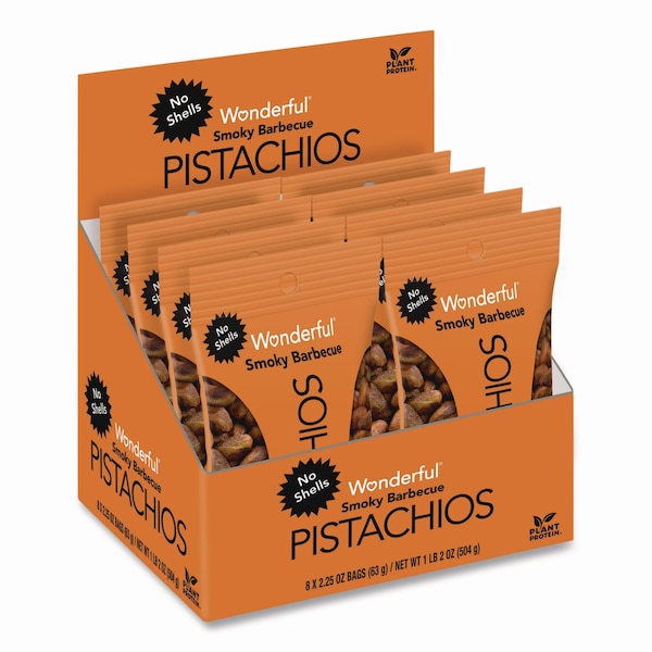Wonderful No Shells Smoky Barbecue Pistachios, 2.25 oz Pack, 8PK - PAR70031