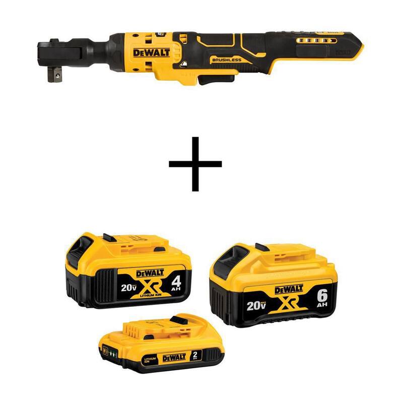 DEWALT ATOMIC 20V MAX Llave de trinquete inalámbrica de 1/2 pulgada, Batería 20V MAX XR 6.0Ah, Batería 20V MAX XR 4.0Ah y Batería 20V MAX 2.0Ah - DCB346-3WCF512B.
