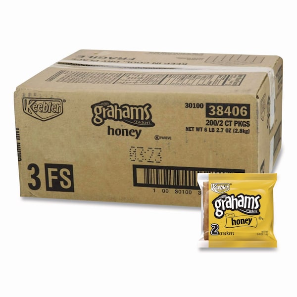 Keebler Honey Grahams Crackers, 0.49 oz Bag, 200PK - 802690