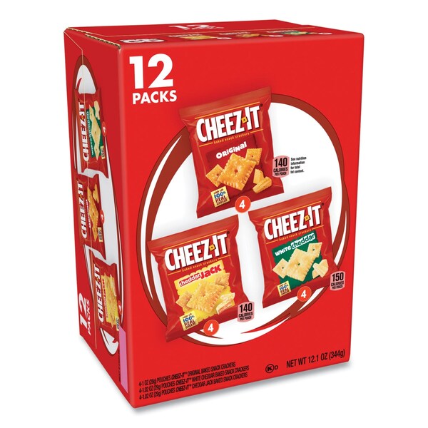 Cheez-It Baked Snack Crackers, Variety Pack, 0.75 oz Bag, 12PK - KEE94026