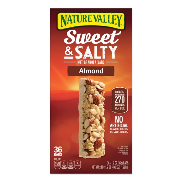 Nature Valley Granola Bars, Sweet and Salty Almond, 1.2 oz Pouch, 36PK - GEM12977