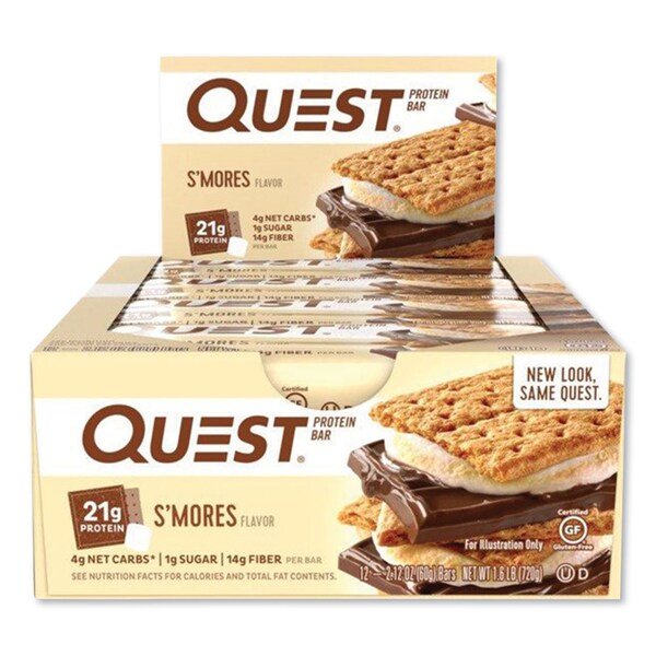 Quest Protein Bars, S'mores, 2.12 oz Bar, 12PK - QUN00123