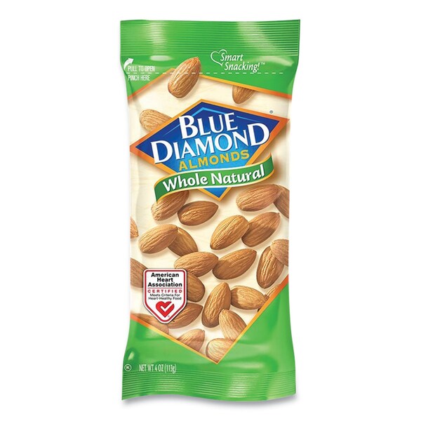 Blue Diamond Whole Natural Almonds, 4 oz Bag, 12PK - BLU11025