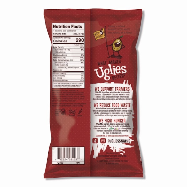 Uglies Kettle Potato Chips, Bar-B-Que, 2 oz Bags, 24PK - DFN26103