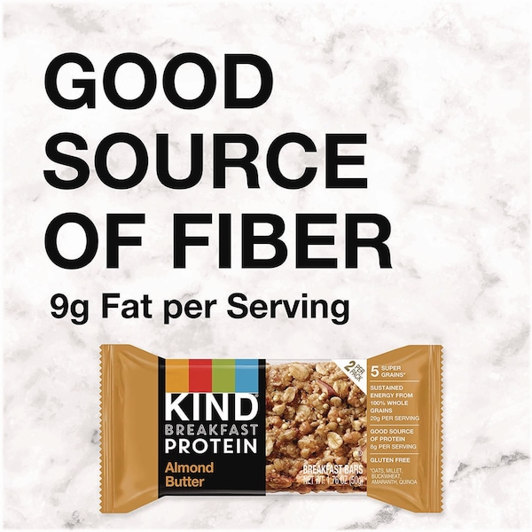 Kind Breakfast Protein Bars, Almond Butter, 1.76 oz Two-Bar Packs, 6PK - PHW41935