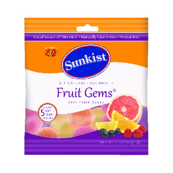 Sunkist Jelly Belly Sunkist Fruit Gems Assorted Chewy Candy 3.1 oz - 45041