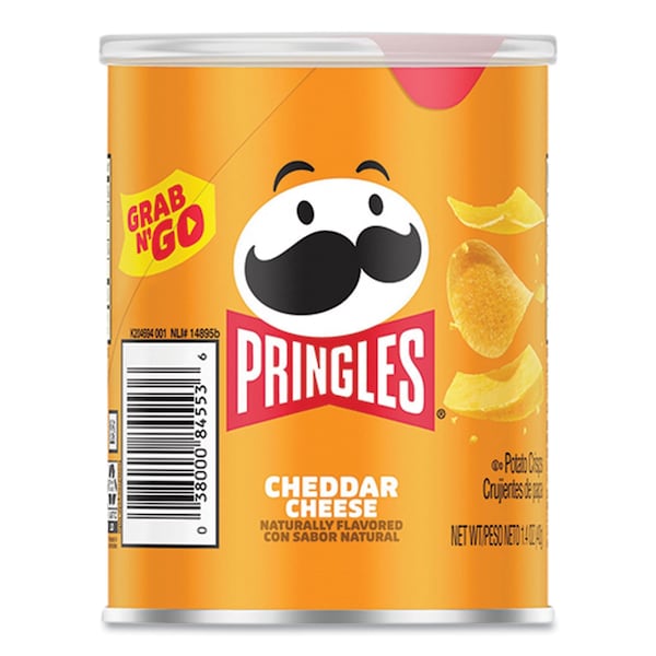 Pringles Grab and Go Cheddar Cheese Crisps, 1.4 oz Can, 12PK - KEE84556