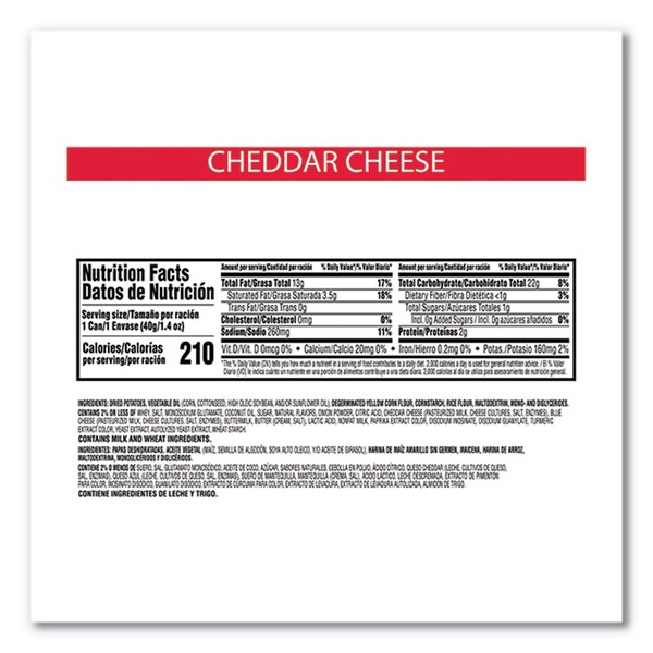Pringles Grab and Go Cheddar Cheese Crisps, 1.4 oz Can, 12PK - KEE84556