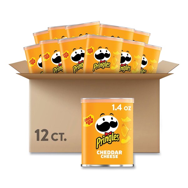 Pringles Grab and Go Cheddar Cheese Crisps, 1.4 oz Can, 12PK - KEE84556