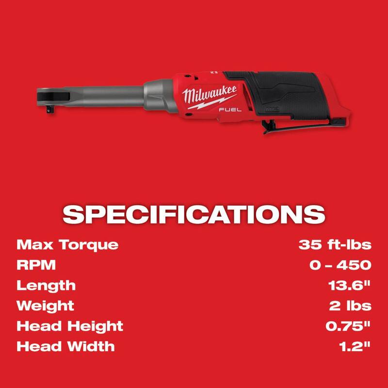 Milwaukee M12 FUEL 12V Inalámbrica sin escobillas de iones de litio de 1/4 pulgadas con alcance extendido de alta velocidad Ratchet (Herramienta solamente) - 2568-20