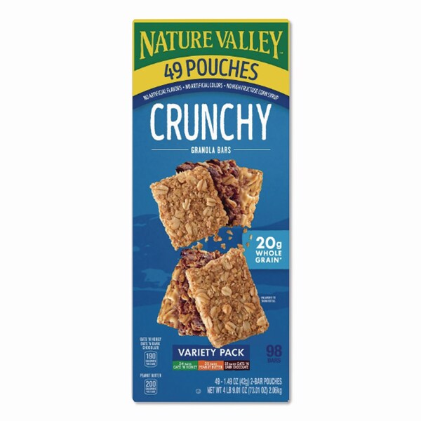 Nature Valley Granola Bars, Assorted Crunchy Bars, 1.5 oz Pouch, 2 Bars/Pouch, 49PK - GEM12915