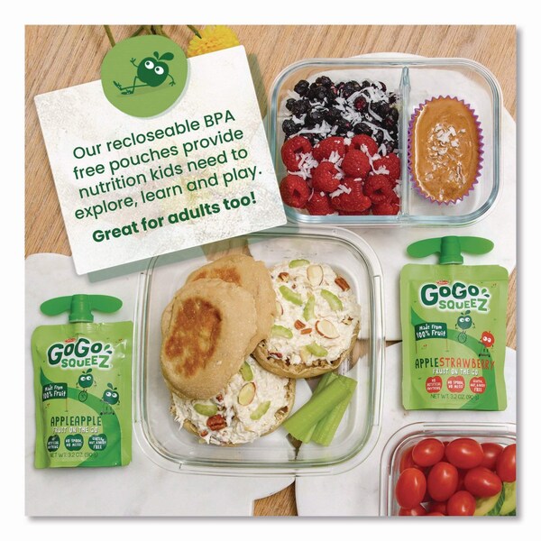 Gogo Squeez Fruit on the Go, 10 Apple/10 Apple Cinnamon, 3.2 oz Pouch, 20PK - MNA04331