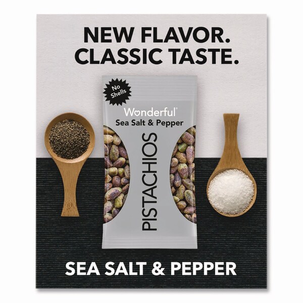Wonderful No Shells Sea Salt and Pepper Pistachios, 2.25 oz Pack, 8PK - PAR70144