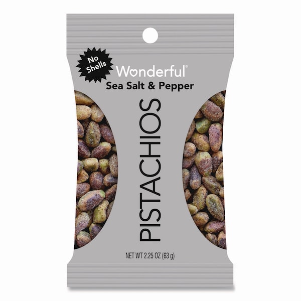 Wonderful No Shells Sea Salt and Pepper Pistachios, 2.25 oz Pack, 8PK - PAR70144