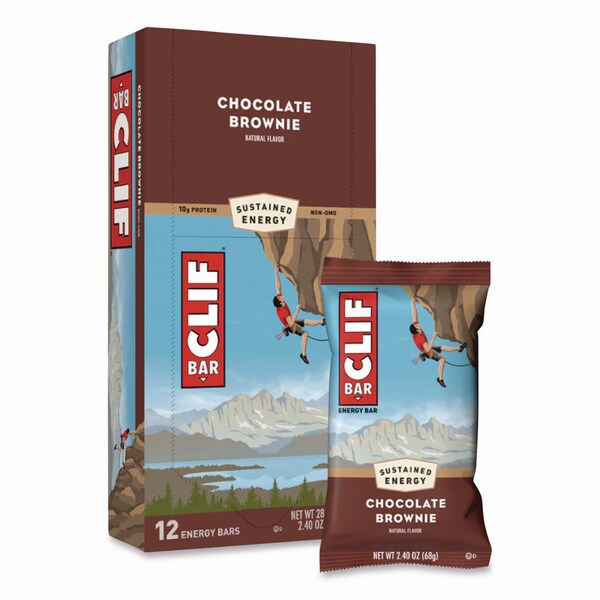 Clif Bar Energy Bar, Chocolate Brownie, 2.4 oz Bar, 12PK - CCC50180