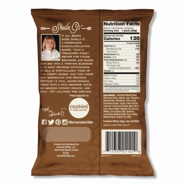 Sheila Gs Brownie Brittle Chocolate Chip Crisps, 1 oz Bag, 6PK - SGB01622