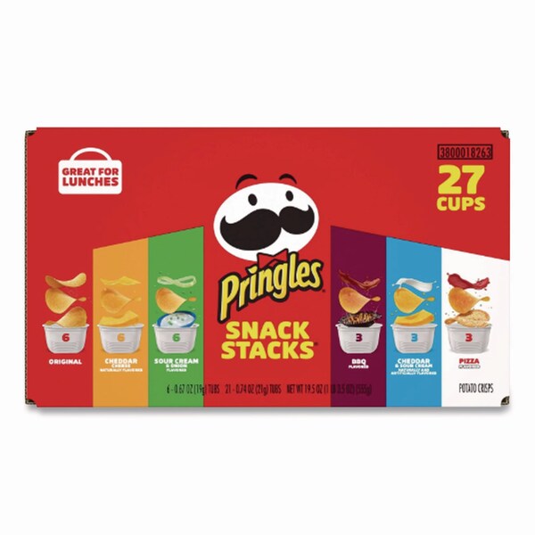 Pringles Snack Stack Variety Pack Crisps, 6 0.67 and 21 0.74 oz/Tubs, 27PK - KEE18263