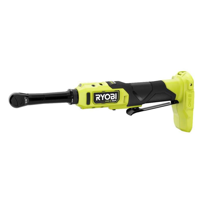 RYOBI ONE+ HP 18V Cerrucho Inalámbrico con Motor sin Escobillas de 1/4 pulg. de Extensión y Batería de Alto Rendimiento de Iones de Litio de 4.0 Ah - PBLRC01B-PBP004