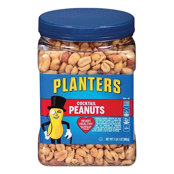 Planters Cocktail Peanuts, Salted, 35 oz Canister - GEN07615