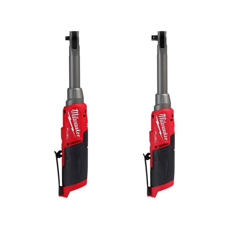 Llave de trinquete inalámbrica de alta velocidad Milwaukee M12 FUEL de 12V de 1/4 de pulgada de alcance extendido con llave de trinquete inalámbrica de alta velocidad de 3/8 de pulgada de alcance extendido - 2568-20-2569-20