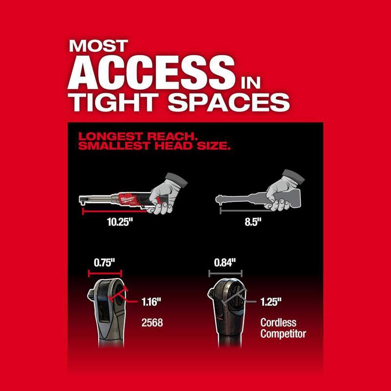 Milwaukee M12 FUEL 12V Lithium-Ion sin escobillas inalámbrico de 1/4 de pulgada con trinquete de alta velocidad de alcance extendido con protector de goma - 2568-20-49-16-2569