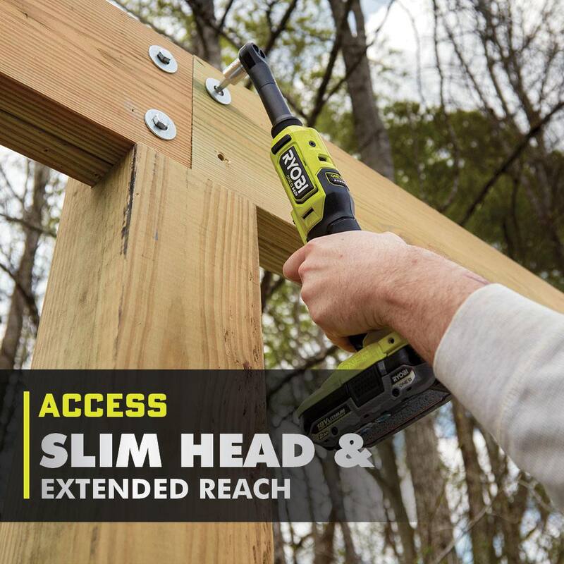 RYOBI ONE+ HP 18V Llave de trinquete extendida inalámbrica sin escobillas de 1/4 de pulgada (Herramienta solamente) - PBLRC01B