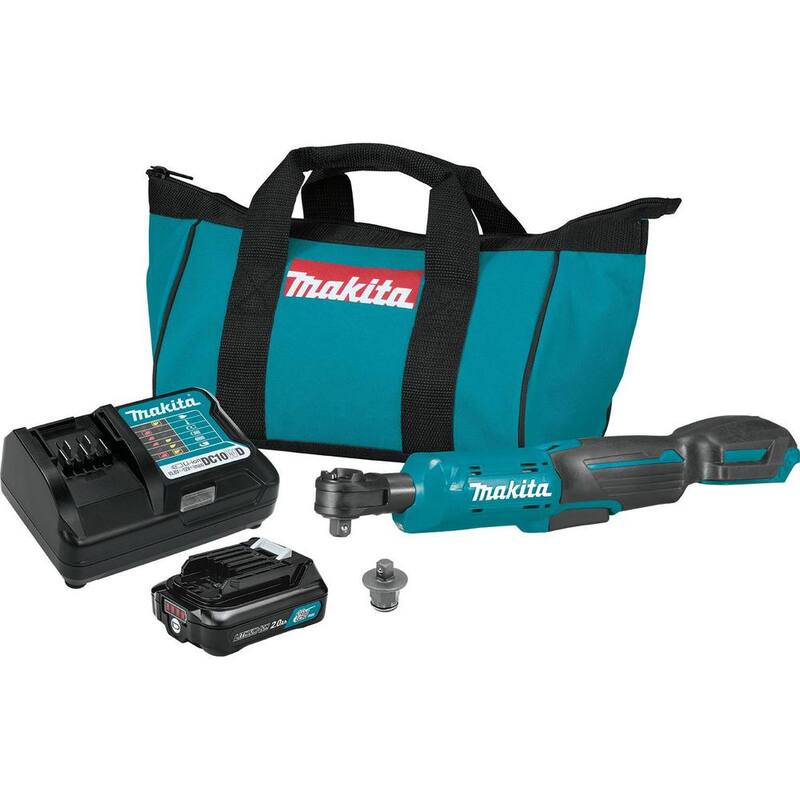 Kit de trinquete inalámbrico de iones de litio Makita 12V max CXT 2.0 Ah 3/8 pulg./1/4 pulg. Sq. Drive - RW01R1